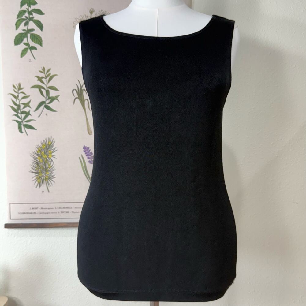 Chicos Travelers Black Slinky Stretch Travel Tank Top Classic Basic Vacation 1 M